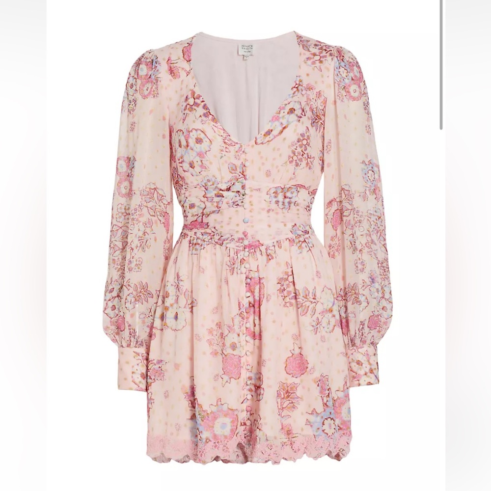 Nwt Hemant And Nandita Floral Button Mini Dress S… - image 1